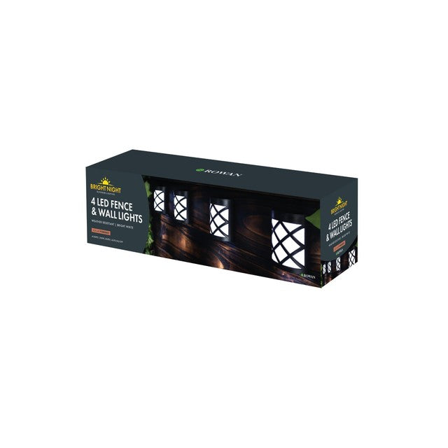 Gem Imports Solar LED Fence & Wall Lights 4 Pack (British brand)