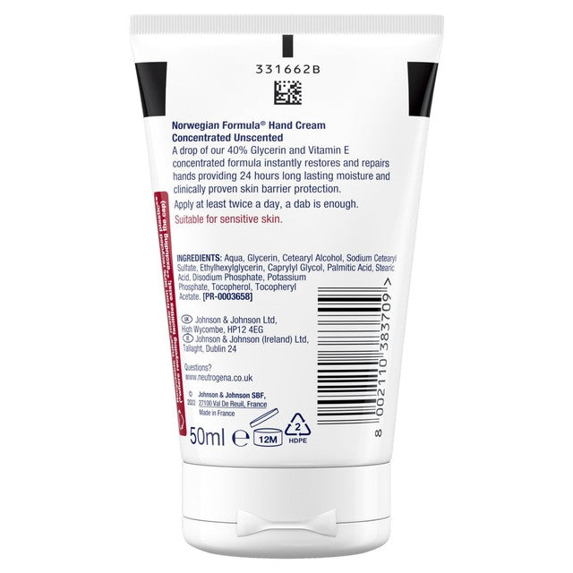 Neutrogena unscented hand cream 50ml, imported from the UK