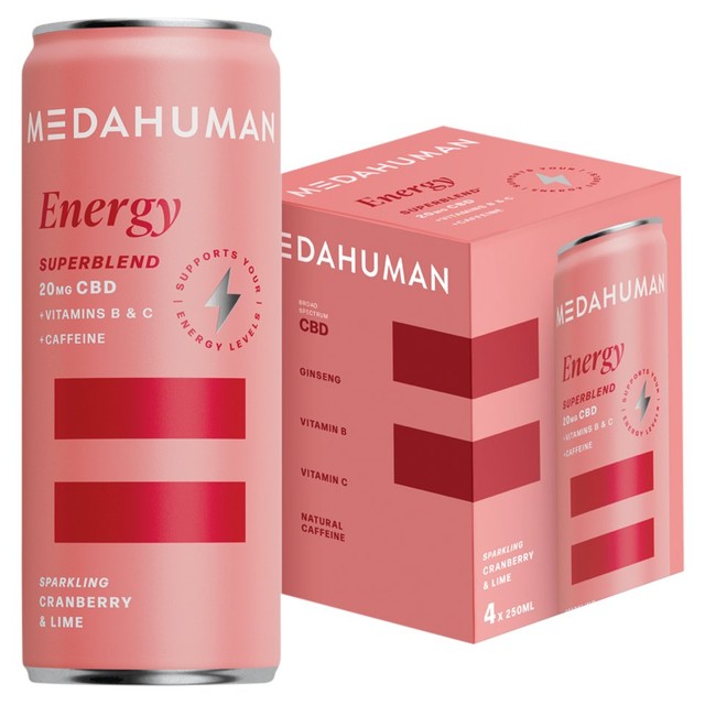 Medahuman cranberry lime energy CBD drink 4x250ml, imported from the UK