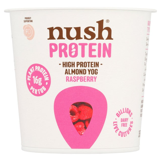 Nush Raspberry almond yoghurt 350g, imported from the UK