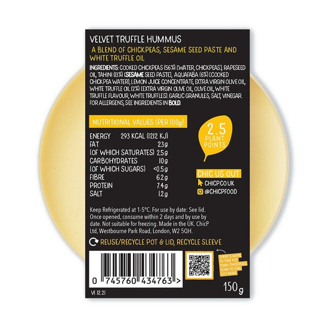 ChicP velvet truffle hummus 150g - British product