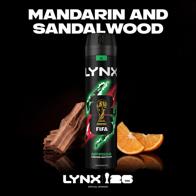 Lynx Africa men's body spray sandalwood mandarin 250ml, UK version