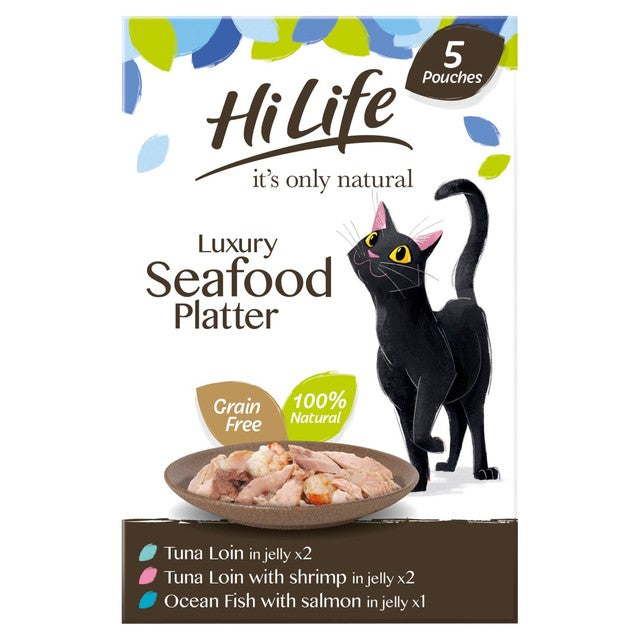 HiLife seafood jelly cat food variety pack 5 x 50g, UK version