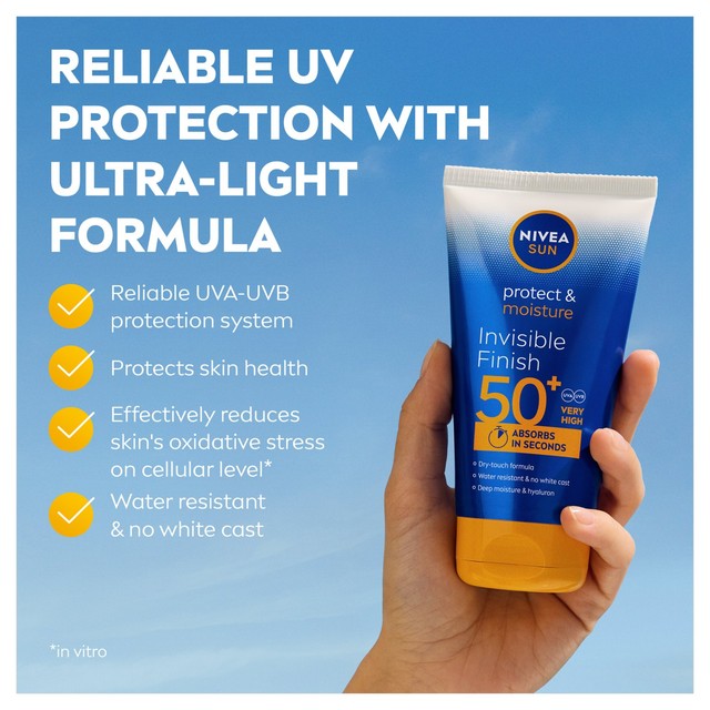 Nivea sun cream Invisible Finish SPF50+ 150ml, imported from the UK