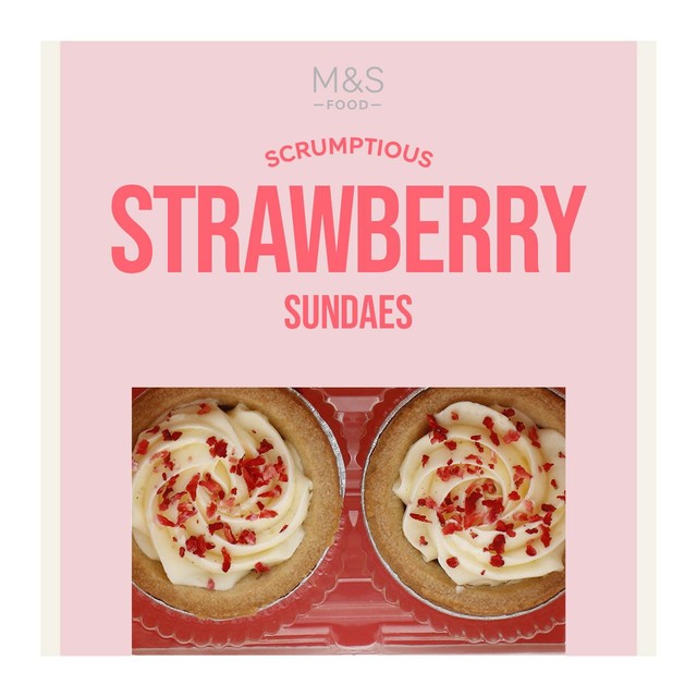 M&S strawberry cream sundaes 4 x 47g, imported from the UK