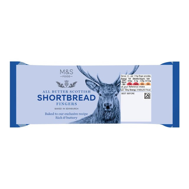 M&S all butter shortbread fingers 210g, imported from the UK