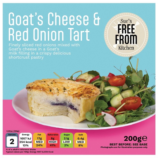 The Gluten Free Kitchen goats cheese and red onion tart 200g, UK version