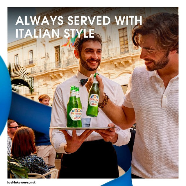 Peroni Nastro Azzurro 0% alcohol-free beer 12x330ml bottles, imported from the UK