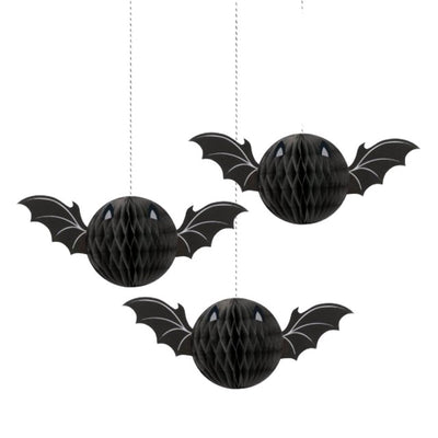 Unique Party Halloween Bat Honeycomb Hanging Decoration 3 Pack