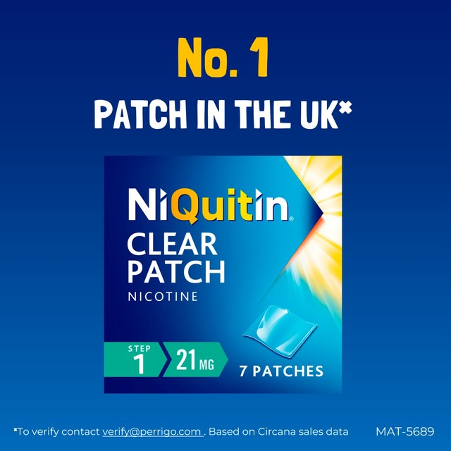 NiQuitin CQ 21mg Clear Patch Step 1, imported from the UK
