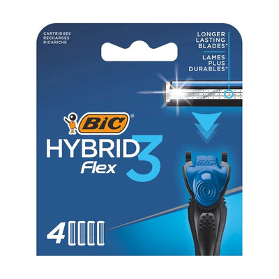 BIC Hybrid 3 Razor Blades Men's Shaver Refill Cartridges 4-Pack