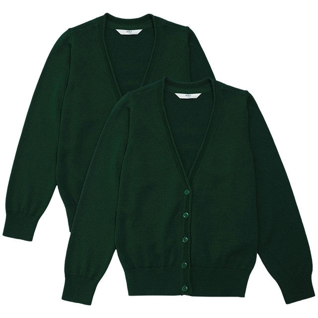 M&S green children's cardigan 2-pack 5-6Y, imported from the UK