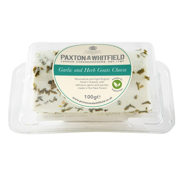 Paxton & Whitfield garlic & herb goats cheese 100g, imported from the UK