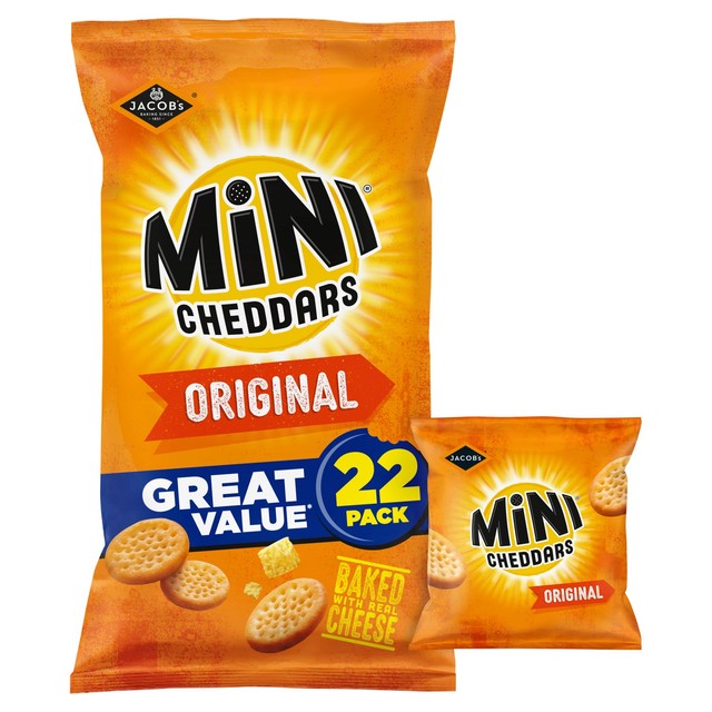 Jacob's Mini Cheddars Original cheese snack biscuits multipack, UK version