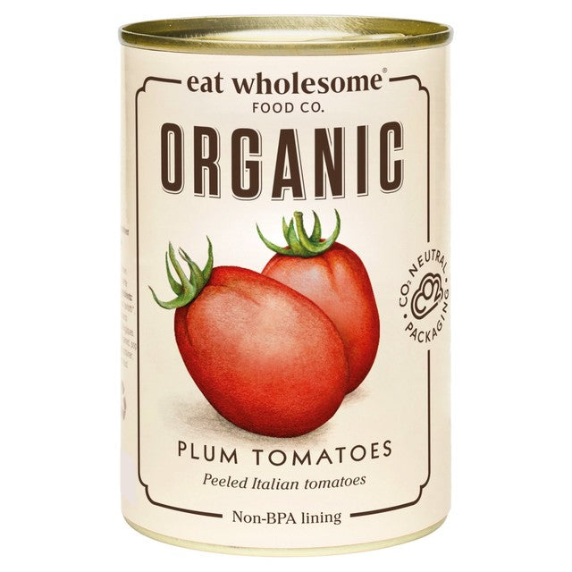Eat Wholesome organic peeled plum tomatoes 400g - British product