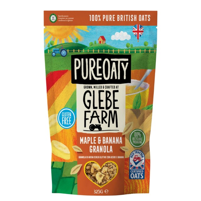 Glebe Farm maple and banana granola 325g, imported from the UK
