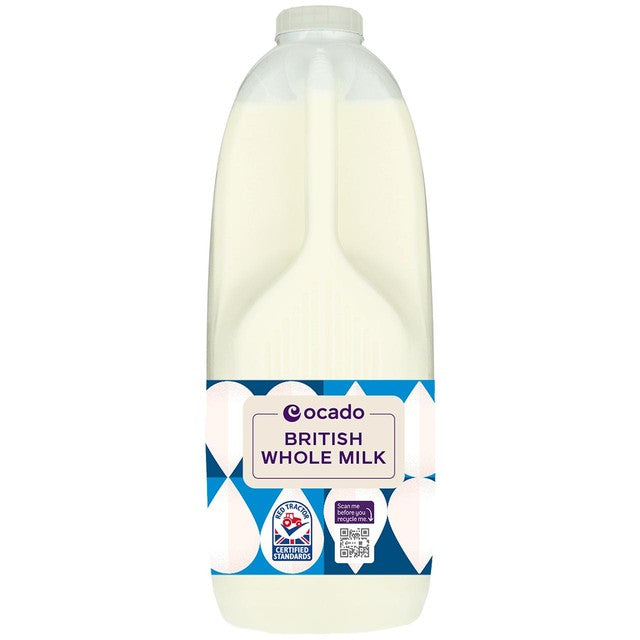 Ocado whole milk 4 pints, imported from the UK