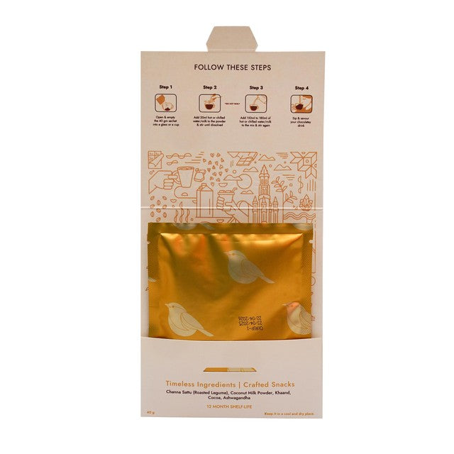 Lumara Cocoa Karma roasted chana sattu dairy-free hot chocolate mix 40g, UK version