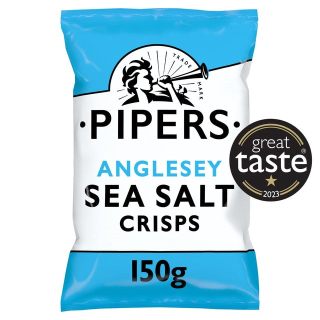 Pipers Anglesey sea salt crisps 150g, imported from the UK