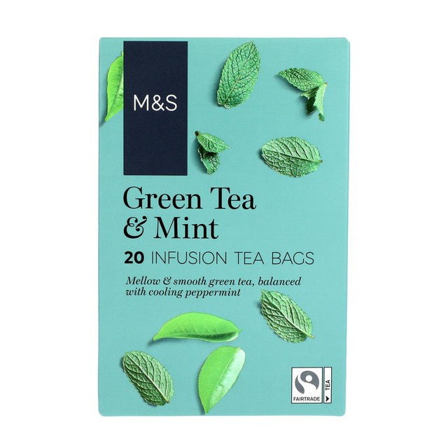 M&S green tea and mint 20 teabags, imported from the UK