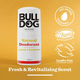 Bulldog Natural Deodorant Roll-On Lemon & Bergamot 75ml - British product