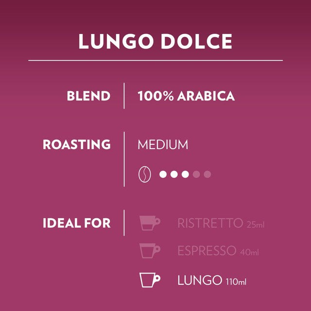 Lavazza Lungo Dolce coffee capsules 16 capsules, UK version