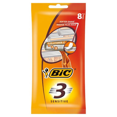 BIC 3 Men's Sensitive Disposable Razors 8 Pack