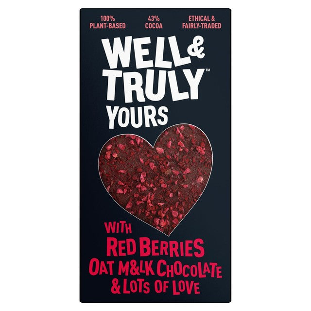 Well & Truly oat milk chocolate bar with red berries 90g (British brand)