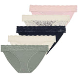 M&S women's cotton blend printed bikini knickers green mix size 16, imported from the UK