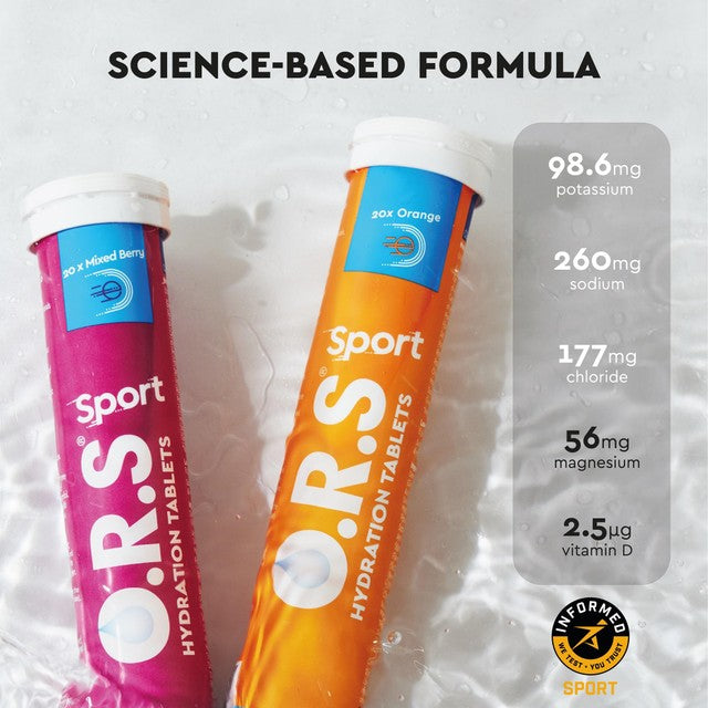 O.R.S Berry Sport hydration tablets 20 tablets, imported from the UK