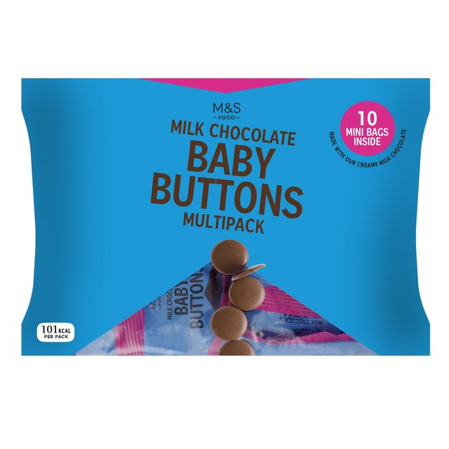 M&S Milk Chocolate Baby Buttons 10 x 18g, imported from the UK