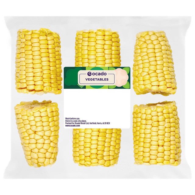 Ocado sweetcorn cobettes family pack, imported from the UK