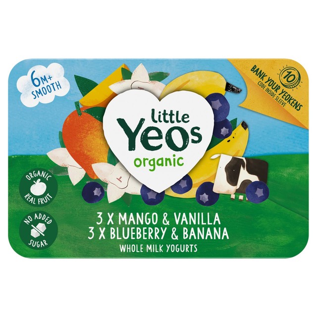 Yeo Valley baby yogurt pots mango vanilla blueberry banana 6x42g (British brand)