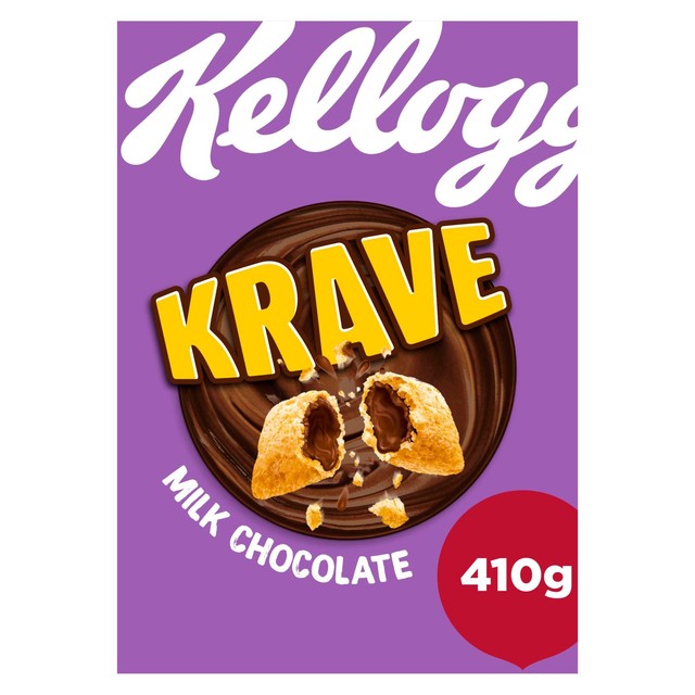 Kellogg's Krave milk chocolate breakfast cereal 410g, UK version
