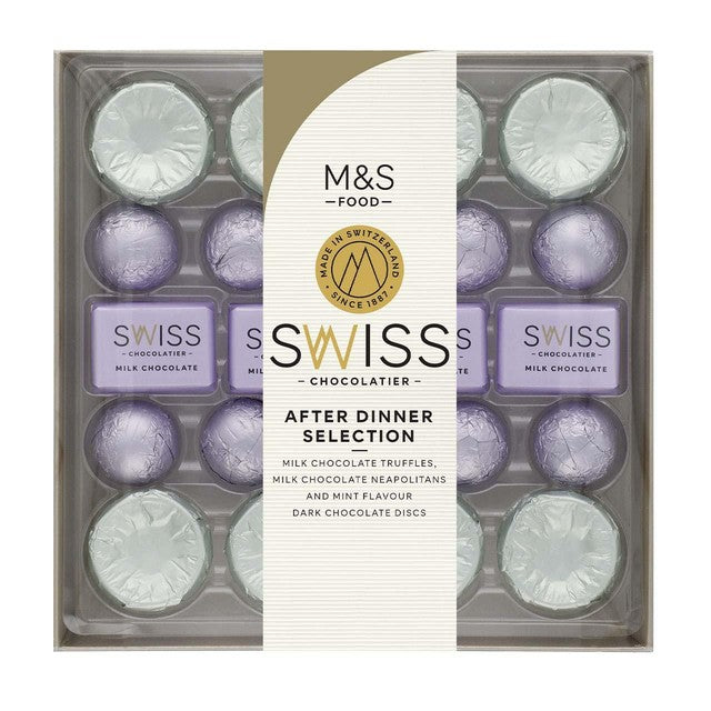 M&S Swiss After Dinner Chocolate Selection 264g, imported from the UK