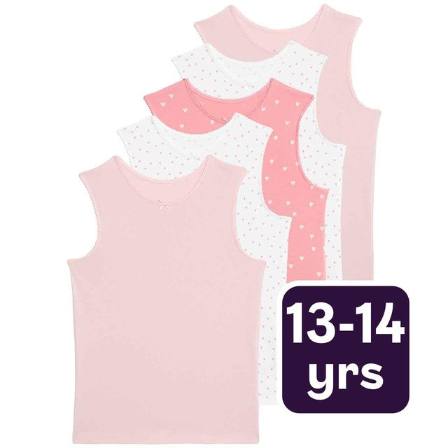 M&S girls vests pink mix 13-14 years, imported from the UK