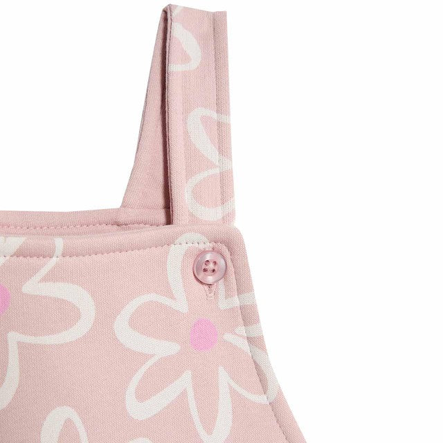 M&S wide leg flower dungaree set pink 9-12 months, imported from the UK