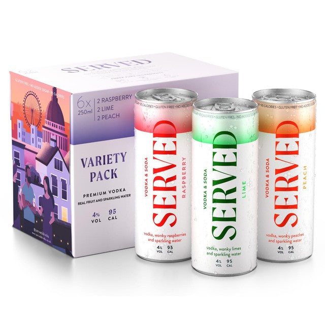 Served Hard Seltzer Variety Pack 6x250ml (British brand)