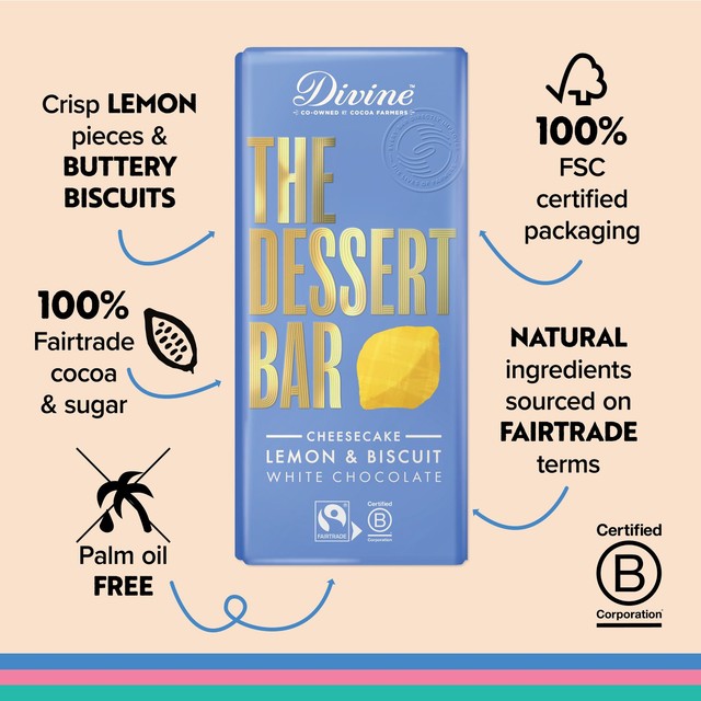 Divine lemon cheesecake white chocolate bar 180g - British product