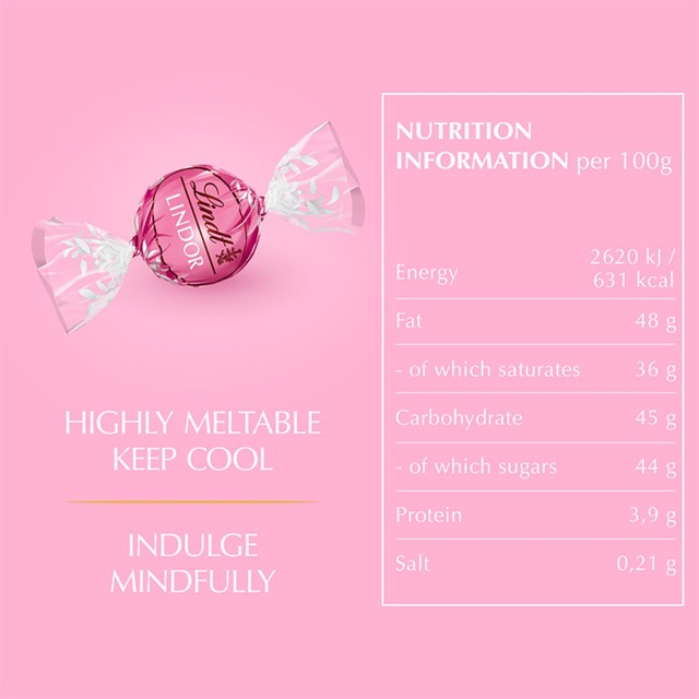 Lindt Lindor strawberries and cream chocolate truffles 200g, UK version
