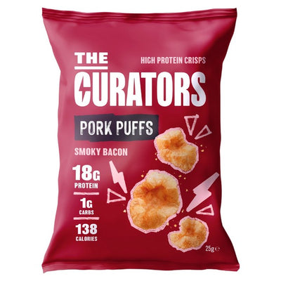 The Curators Smoky Bacon Pork Puffs Snack Crackling 25g