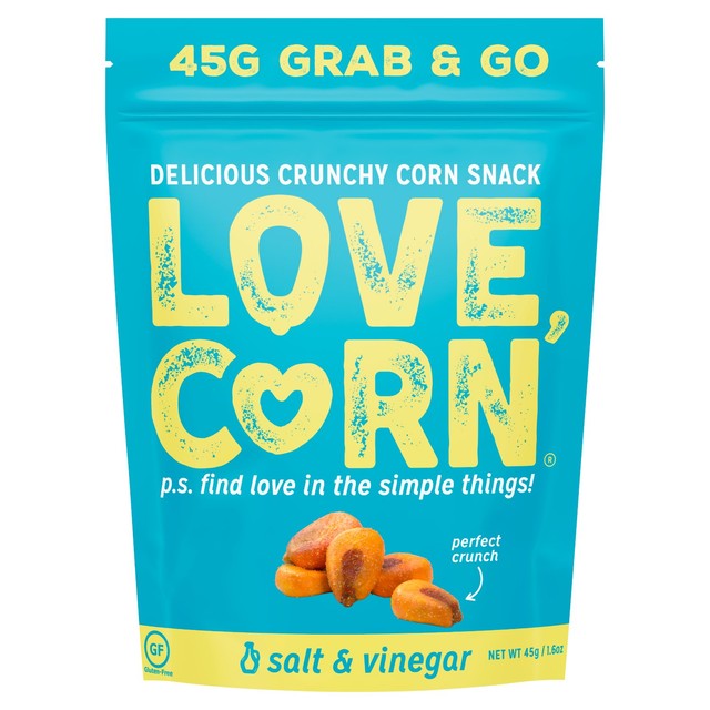 Love Corn Salt & Vinegar crunchy corn snack 45g, UK version