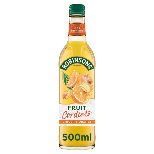 Robinsons fruit cordial ginger & orange 500ml, imported from the UK