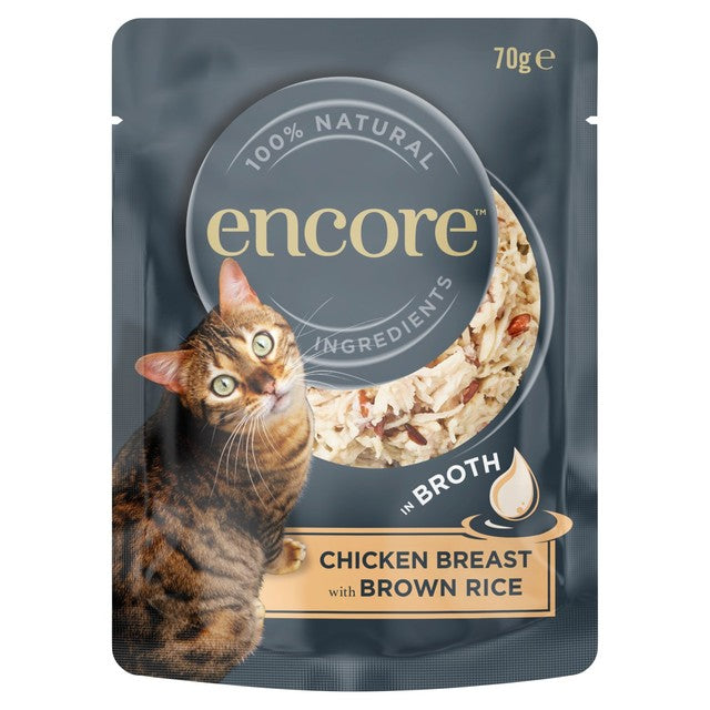 Encore cat food pouch chicken and brown rice 70g - British product