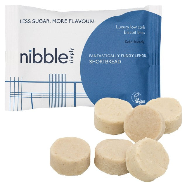 Nibble Protein lemon shortbread biscuit bites 36g, imported from the UK