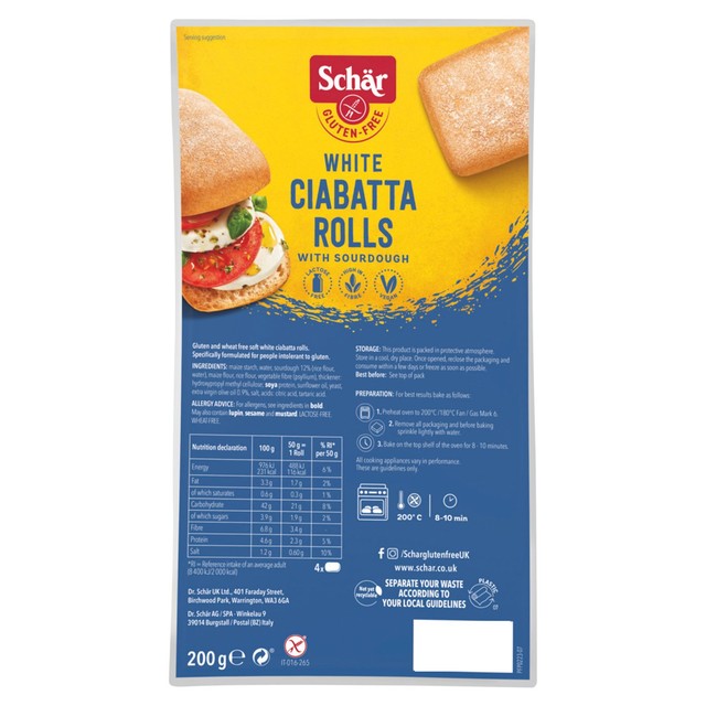 Schar gluten-free ciabatta rolls 4-pack (British brand)