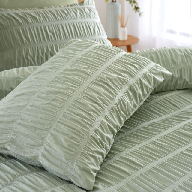 Catherine Lansfield Seersucker Double Duvet Set Sage - British product