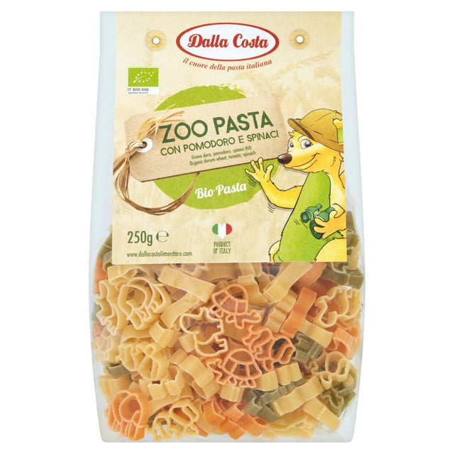 Della Costa tri-colour organic zoo pasta with tomato and spinach 250g - British product