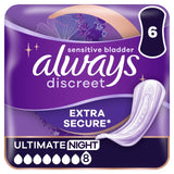 Always Discreet Ultimate Night Incontinence Pads 6 pack - British product