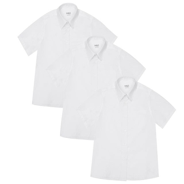 M&S Girls Easy Iron Blouse white 6-7 years, imported from the UK
